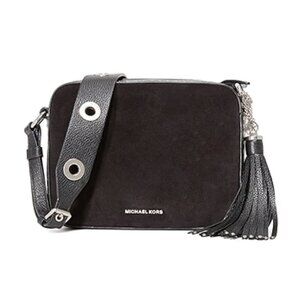 Michael Kors Brooklyn Camera Bag Suede Leather, Tassel & Rings Crossbody